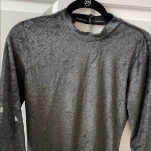 Grey longsleeve velvet bodysuit